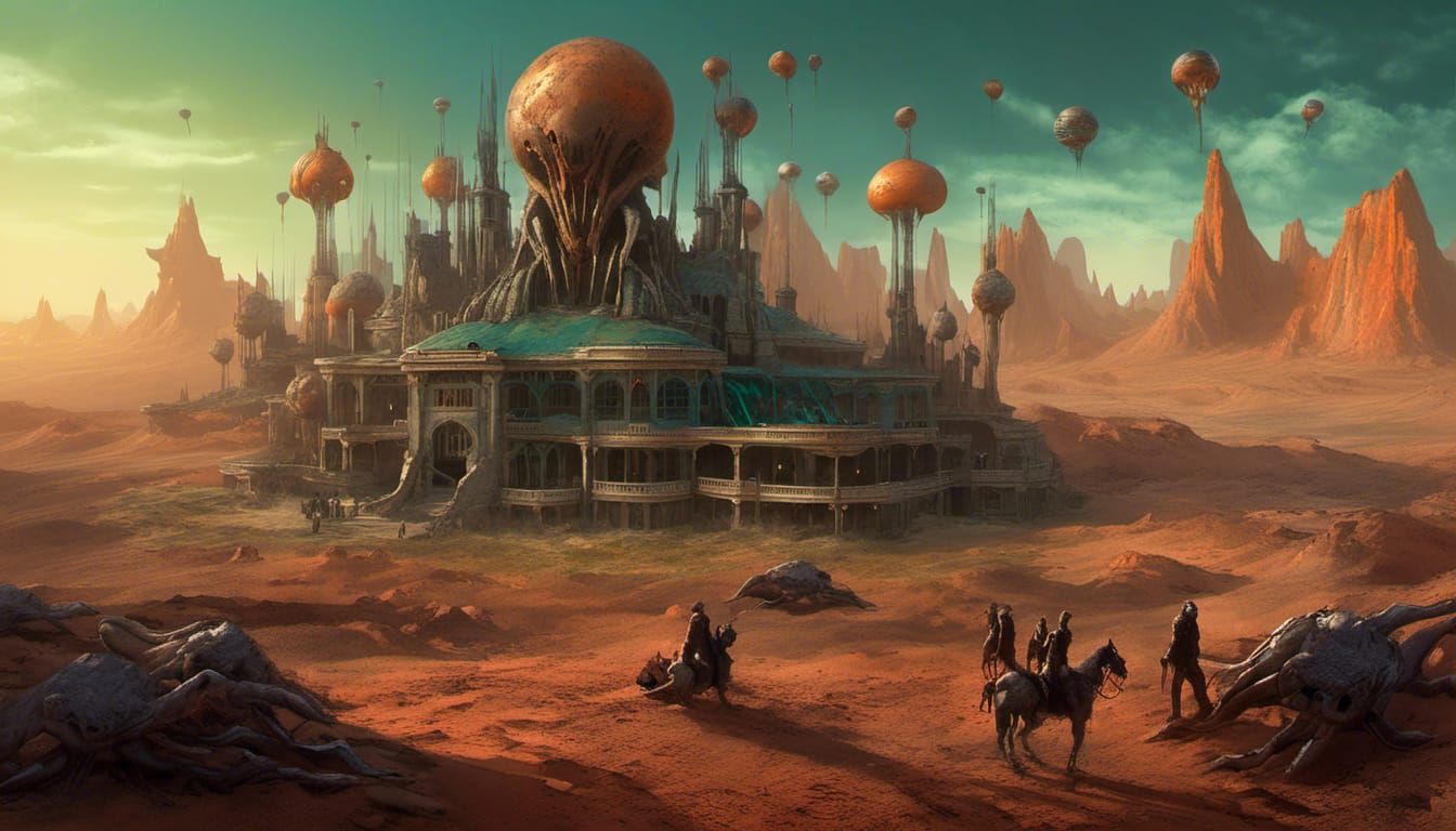 exoplanet:alien-hotel,badlands,türkis,orange,bronze,grün,rot...