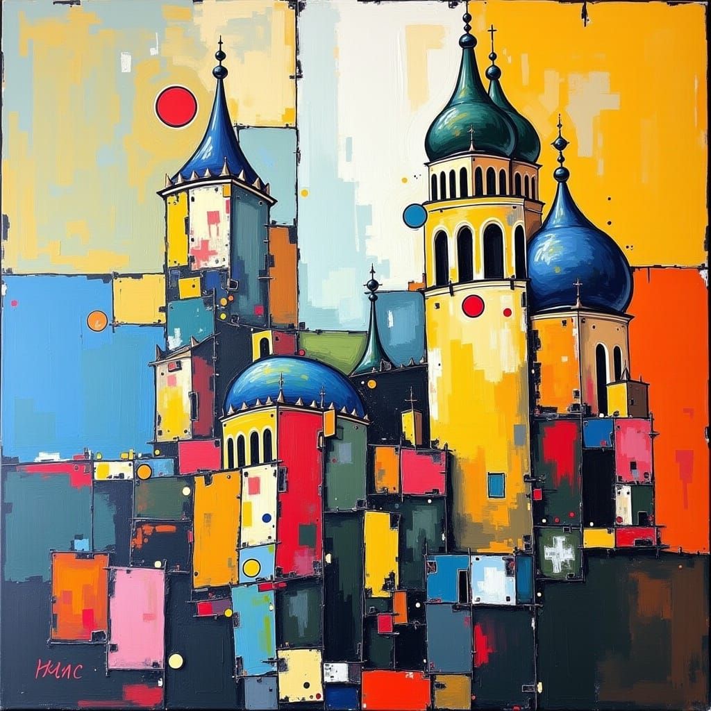 <lora:Modern Absrakt:1.0> Original abstract art painting, Abstract art painting, "CATHEDRAL" Modern painting.