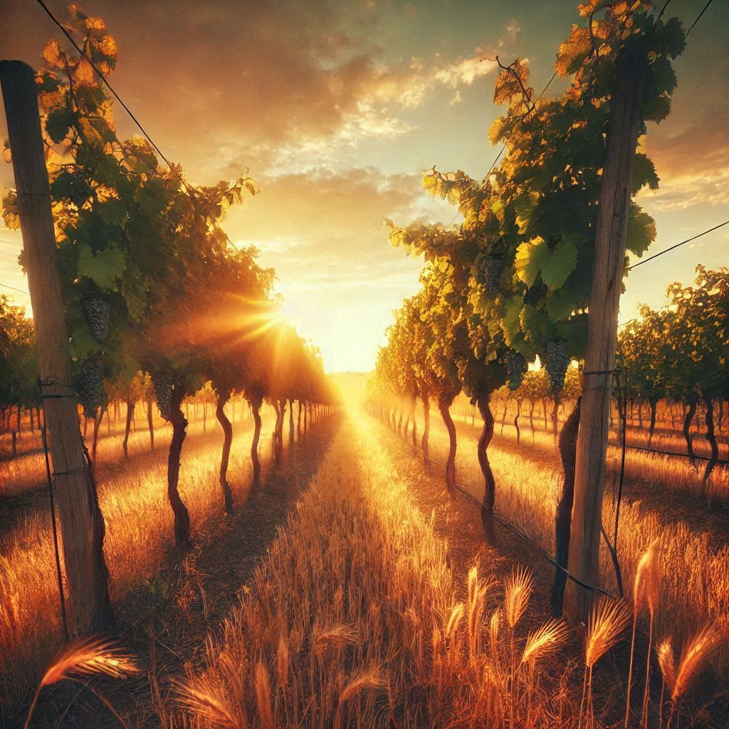 Vineyard in golden light