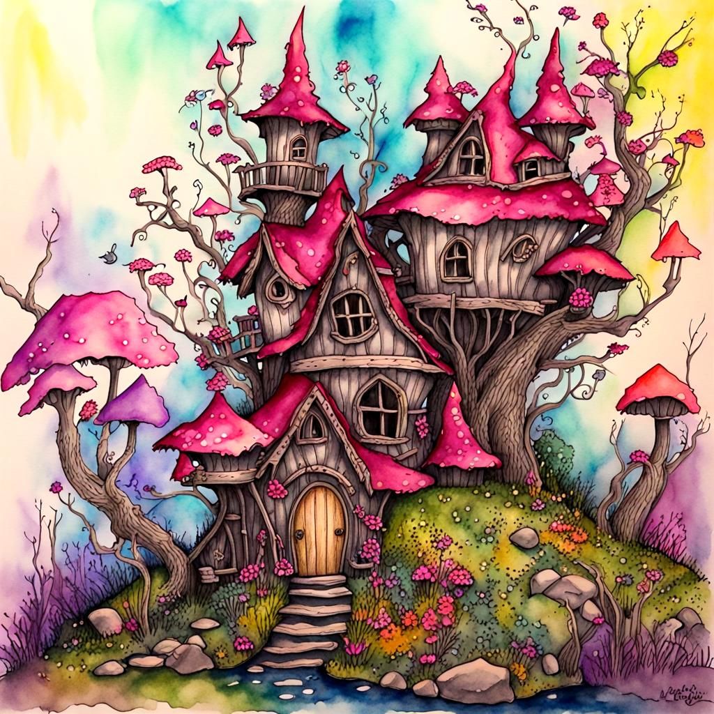 Fantasy fairy house, 
fantasy enchanted forest, fantasy ench...