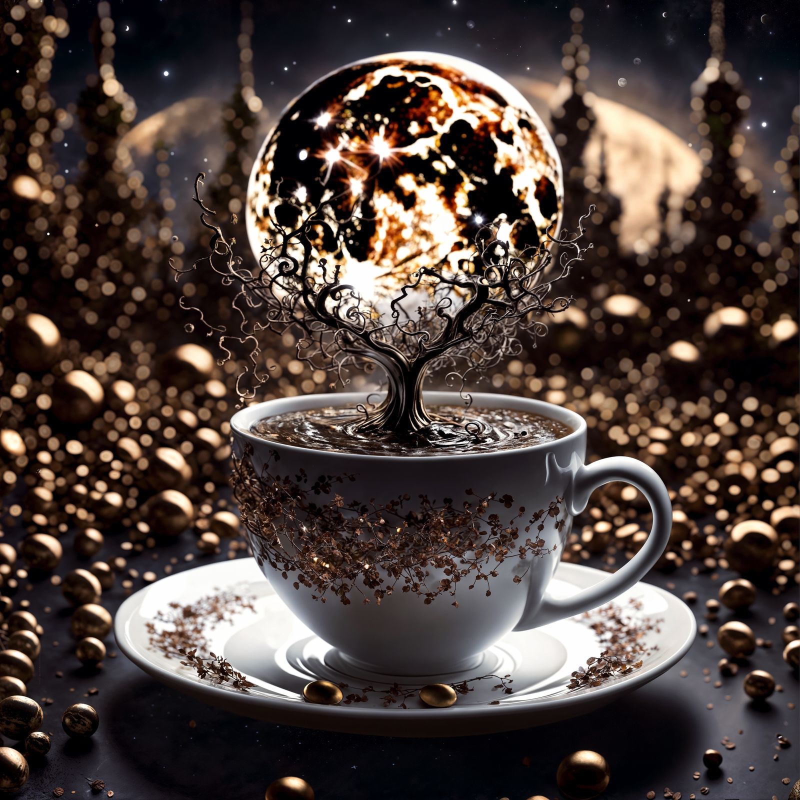 Midnight moonlight mocha krea a i upscaled 4k ai generated artwork
