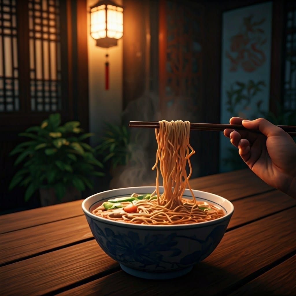 Steaming Noodles in a Cozy Chinese Haven