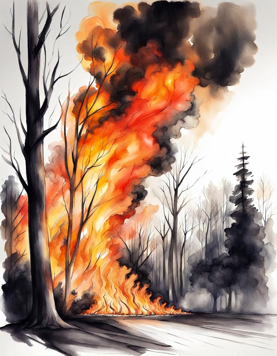 Burning forest
