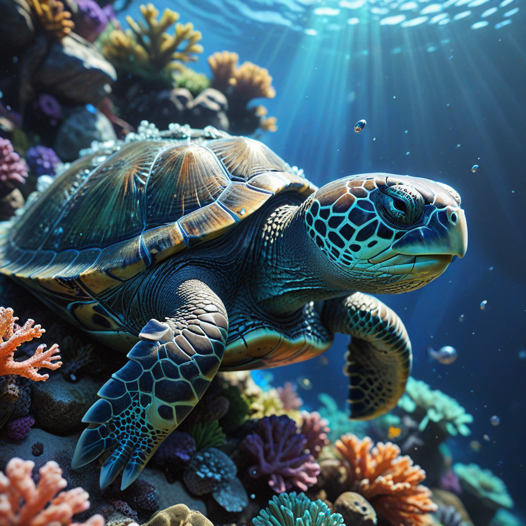 Underwater view of a turtle   by @Clairezz_Rose