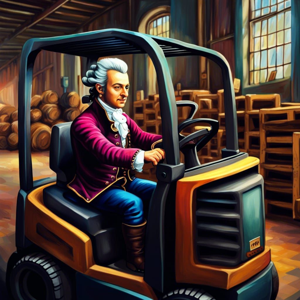 Mozart as a Forklift Driver  by @DJ Bluebiker