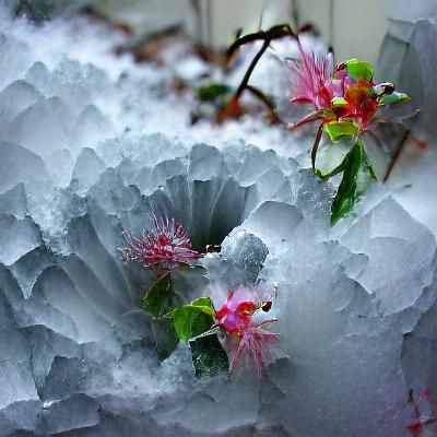 Icy flower snowstorm