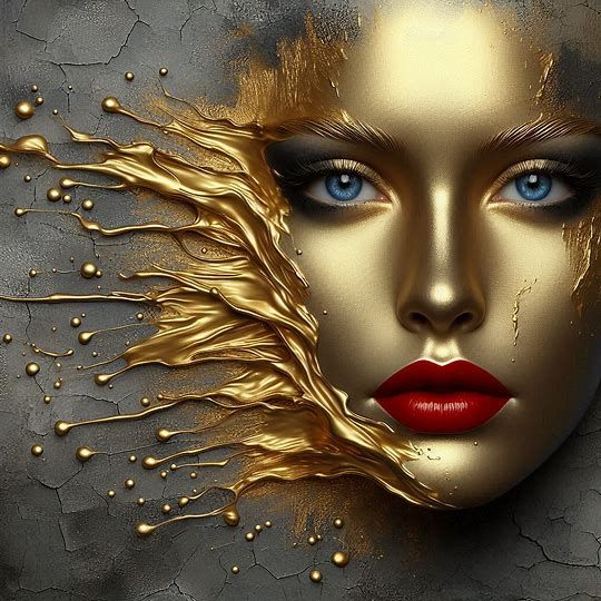 Sapphire eyes and skin of gold