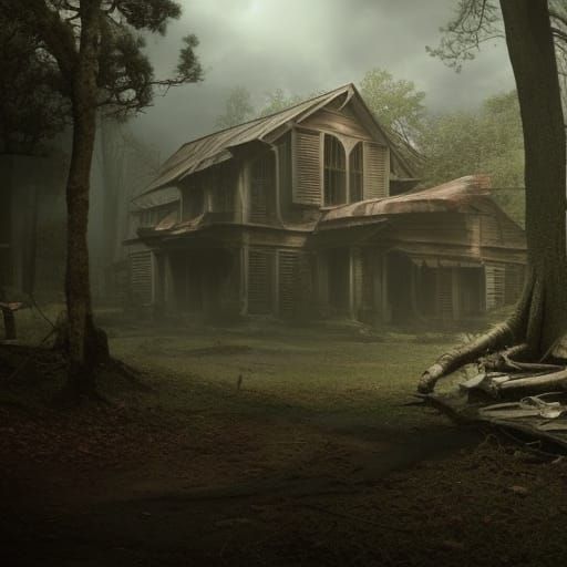 Abandoned mansion in the woods. - AI Generated Artwork - NightCafe Creator