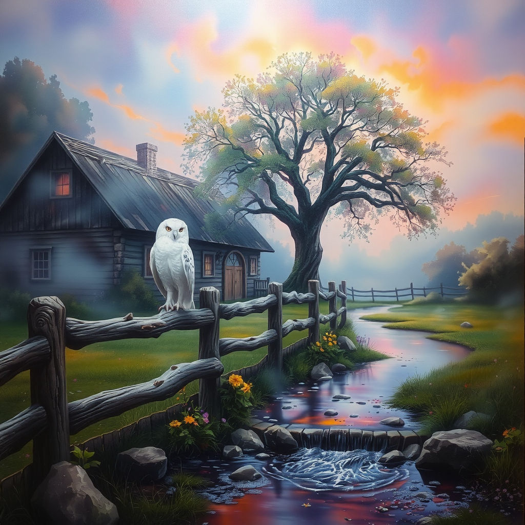 Owl sitting on a wooden fence