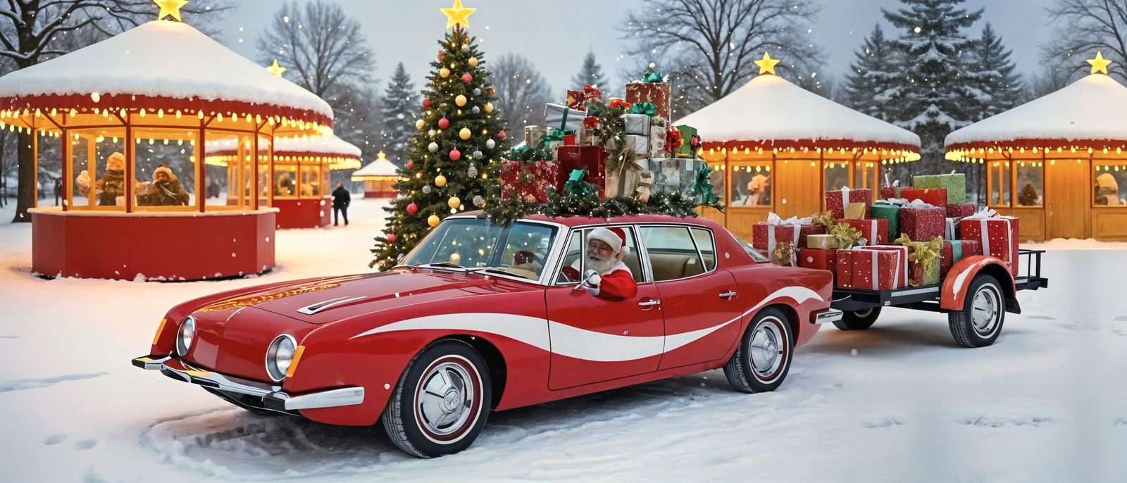 Santa Claus in her 1967 4-door Avanti