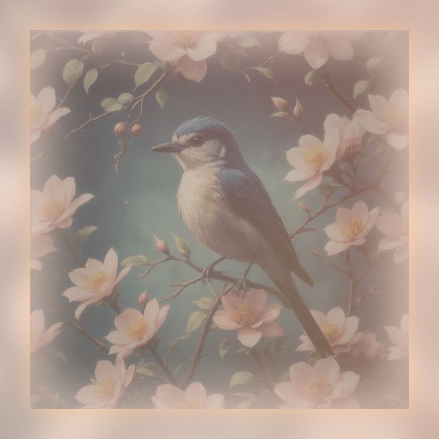 FADED PASTEL BOTANICAL FLORAL BIRD