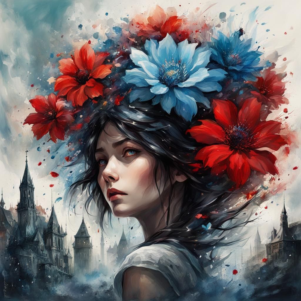 the glass flower of eternity with beautiful colors black, re...