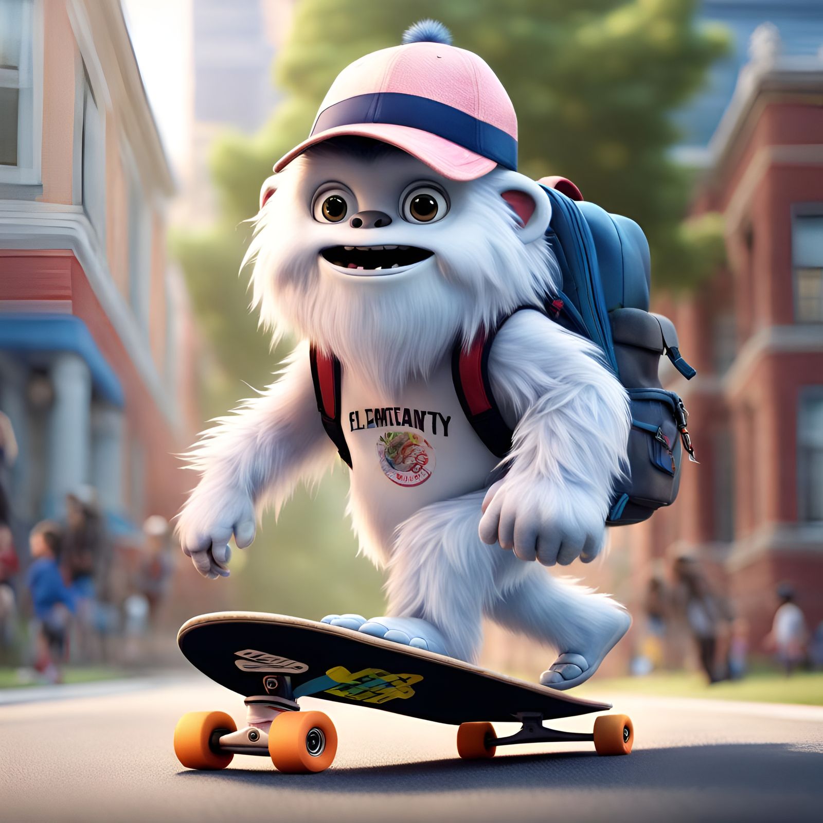 Yeti Skateboarding to School  by @gothos_the_vain