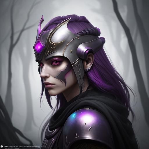 Surreal Mandalorian Warrior in Misty Forest