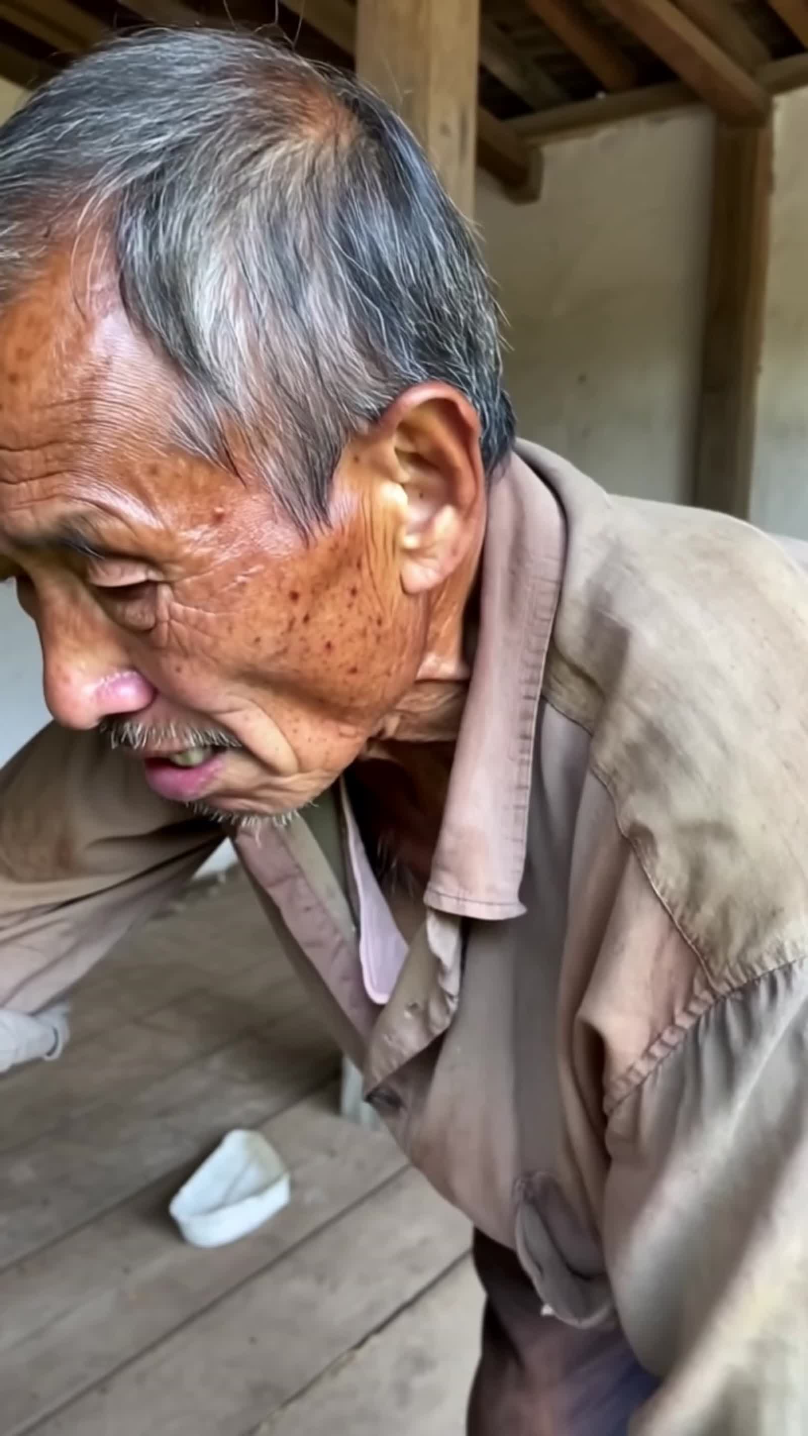 An old man work very hard