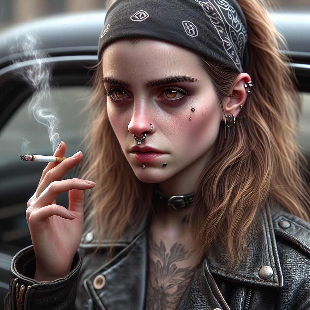 Emma Watson turning as a really Bad biker girl