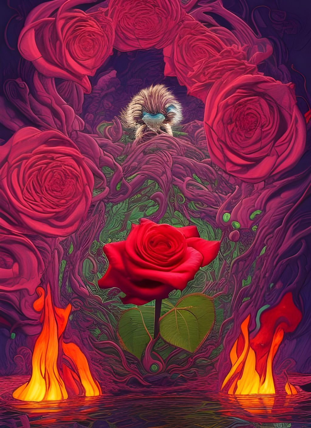 Rose Ignited: A Maximalist Photoillustration