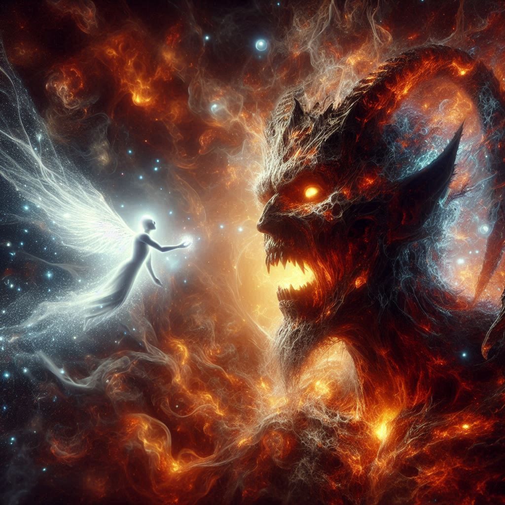 A angel is visiting a dark demon. Convincing him to come to ...