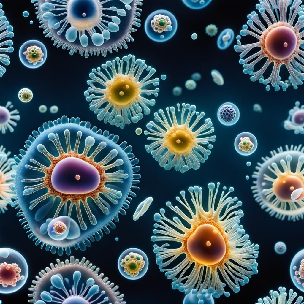 Amoeba! Entamoeba gingivalis protozoans and lodamoeba buetschlli vie for food while floating near someone's teeth!  by @J_OLIVIER