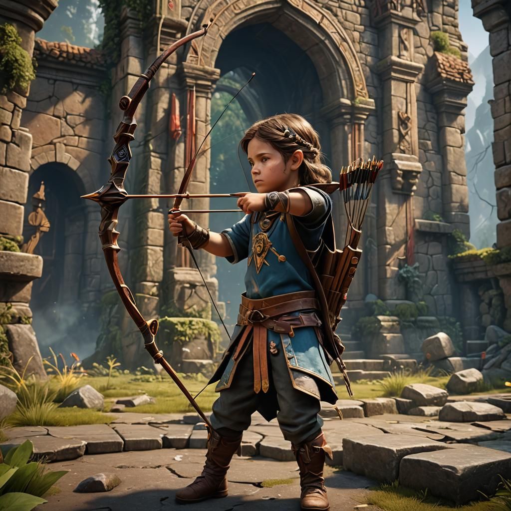 A young boy leaning archery