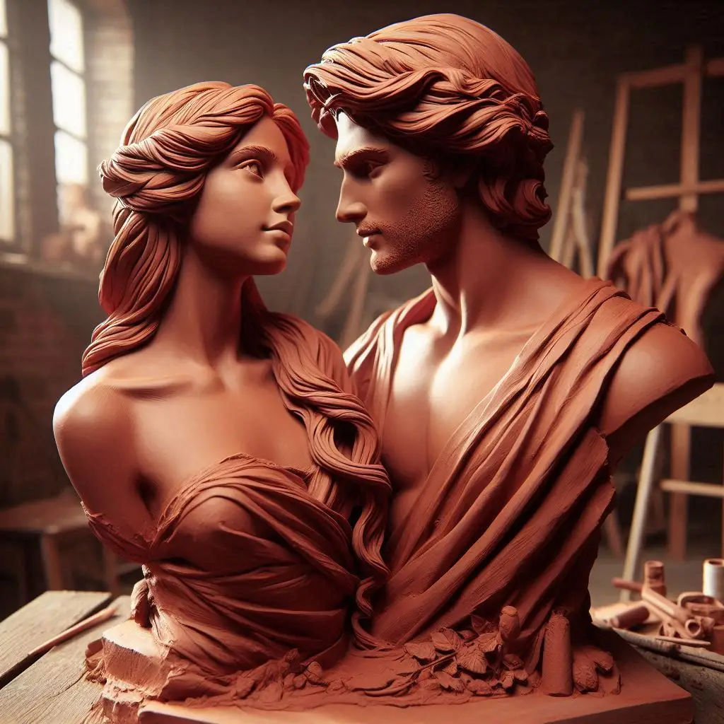 A sculpture made of red clay!