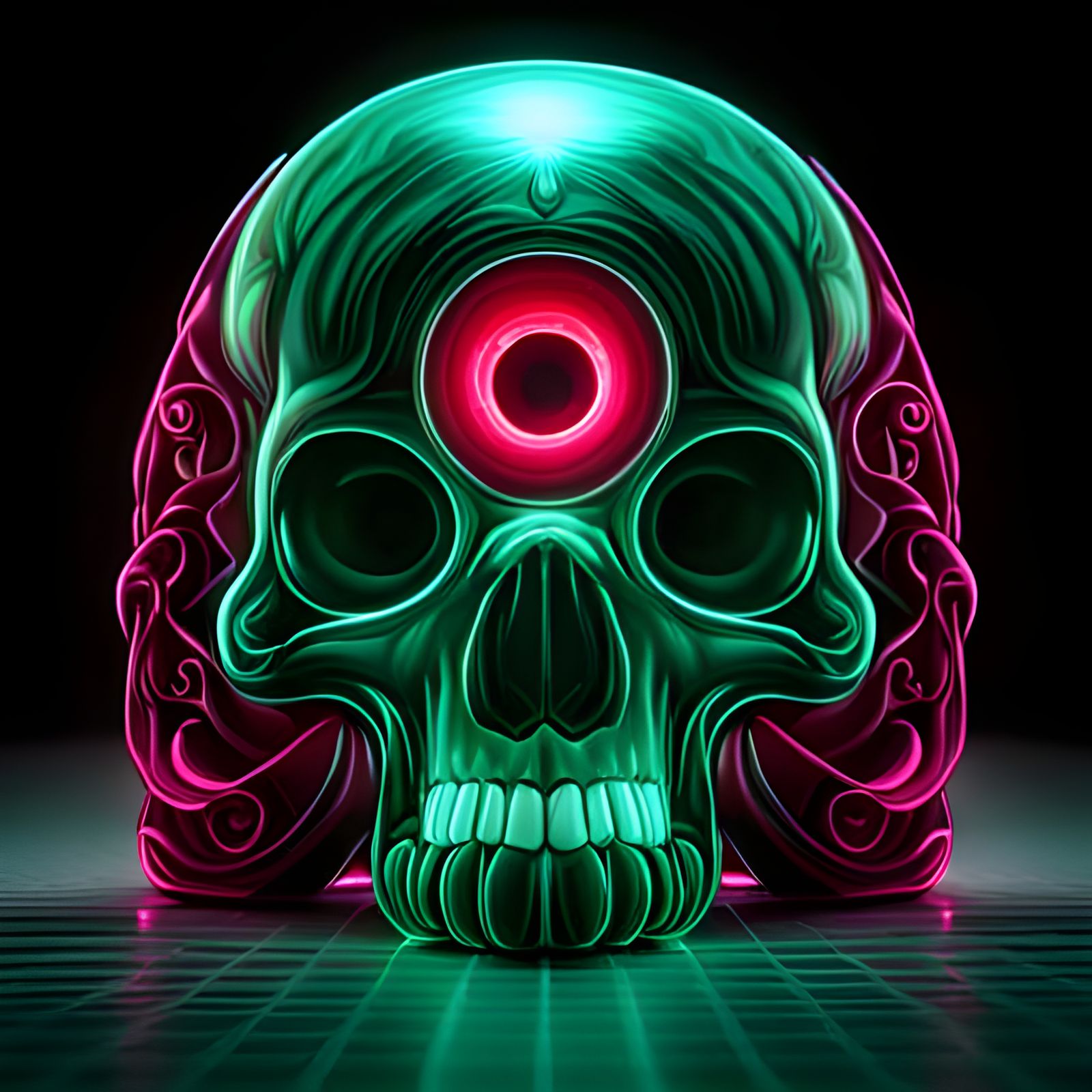 perfect emerald glass  skull  ,bloody ruby eye,emerald glowi...
