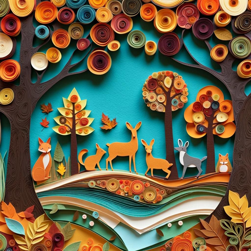 fall paper collage art