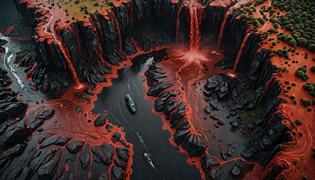 Drone view of an alien planet