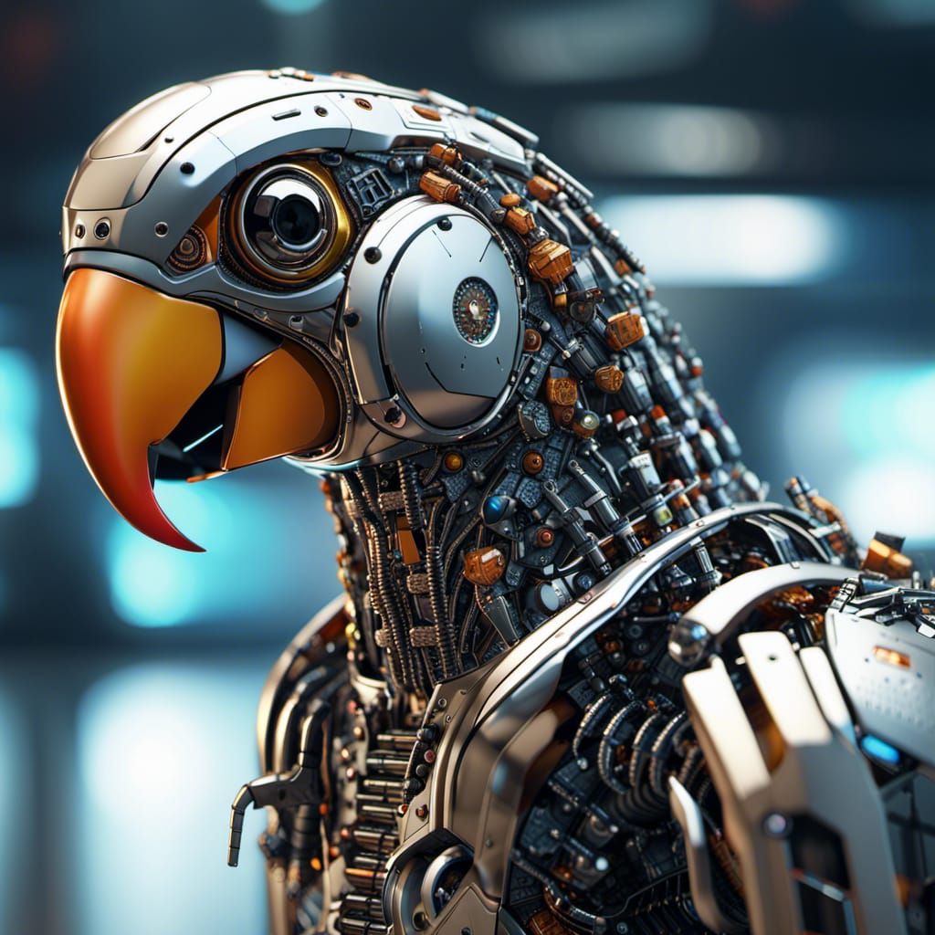 Robot Parrot AI Generated Artwork NightCafe Creator
