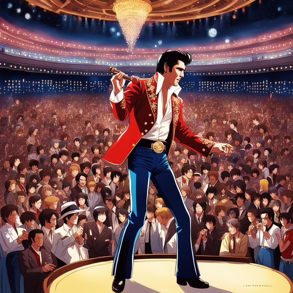 elvis presley in concert in las vegas and people watching