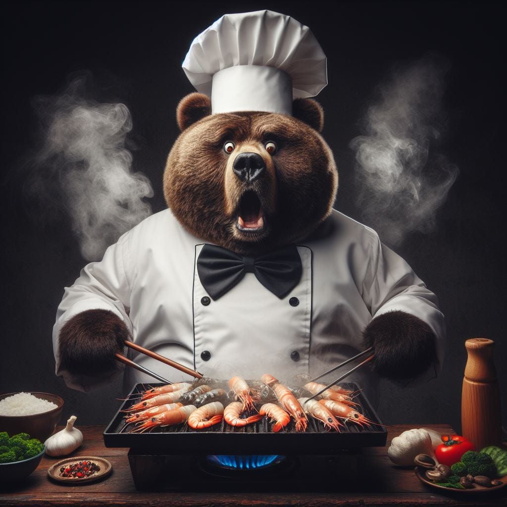 Asian Hibachi Chef Obese Bear Realizes the Shrimp are still ...