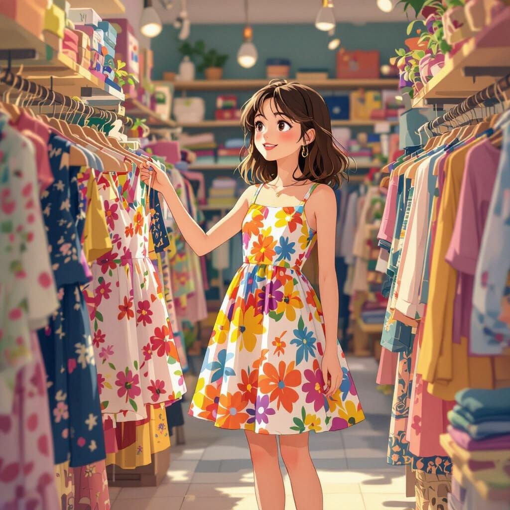 دختر نوجوان در حال خرید لباس