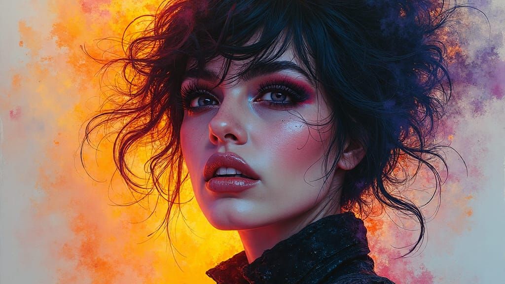 Surreal Punk Goddess Illuminated by Futuristic Light