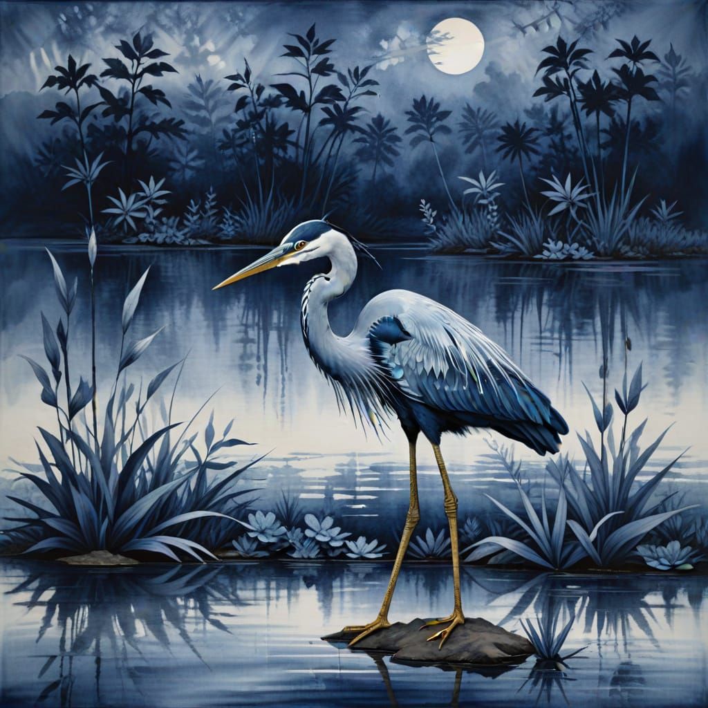 Shibori bayou Klee heron twilight   by @SAUCED IMPROV 
