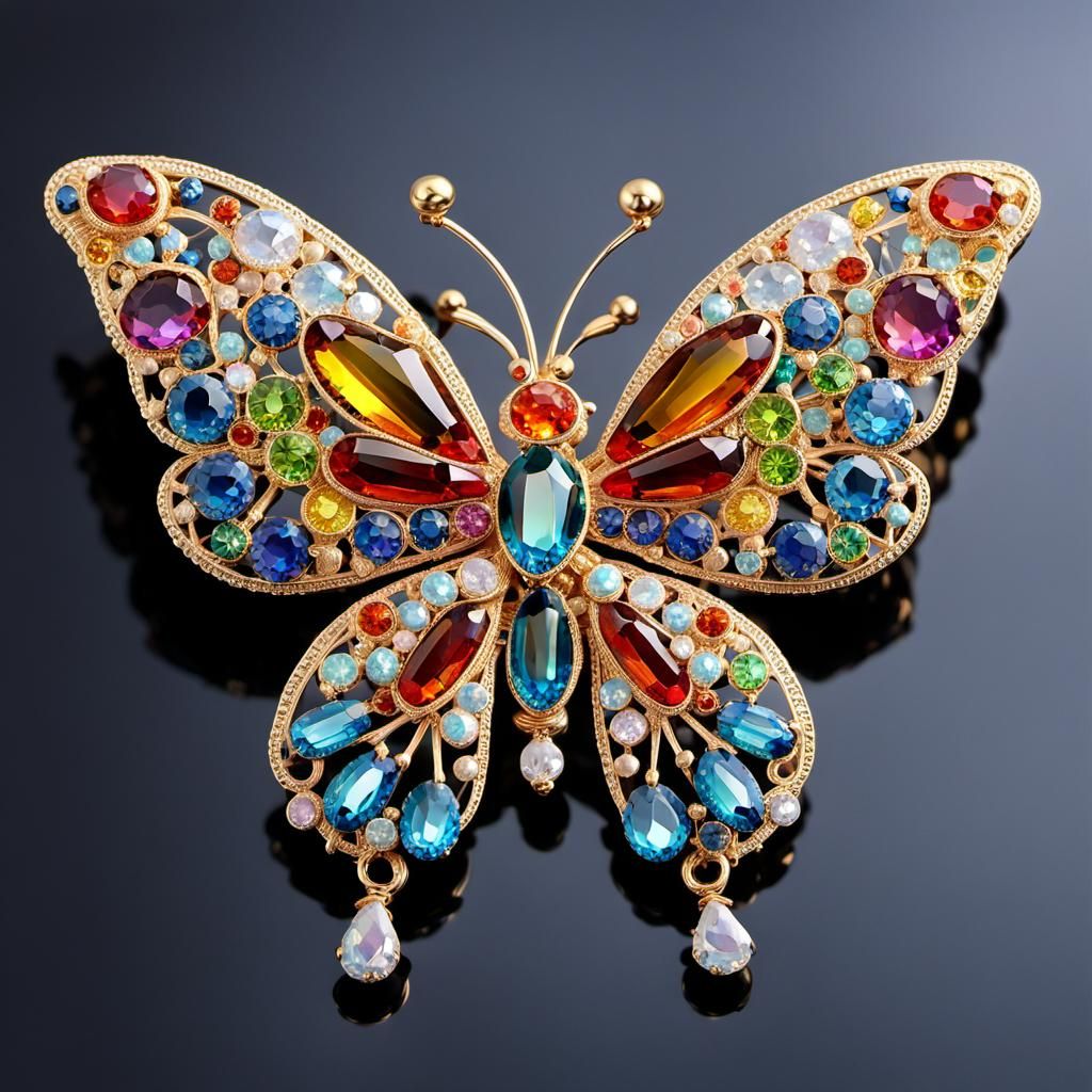 A colorful butterfly brooch