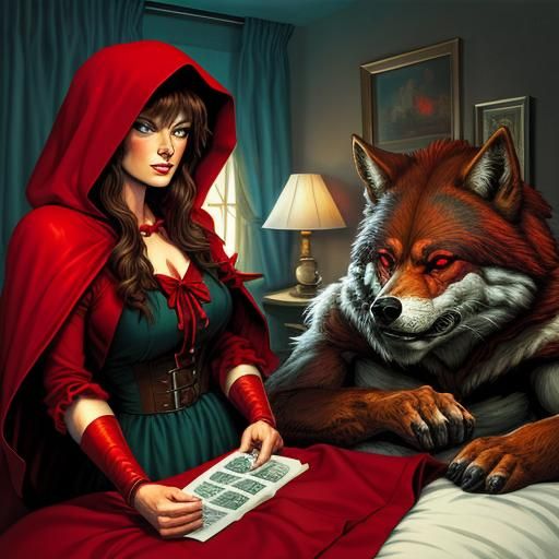 Little Red Riding Hood, Big Bad Wolf in bed