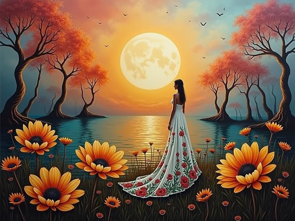 A woman at the edge of lake