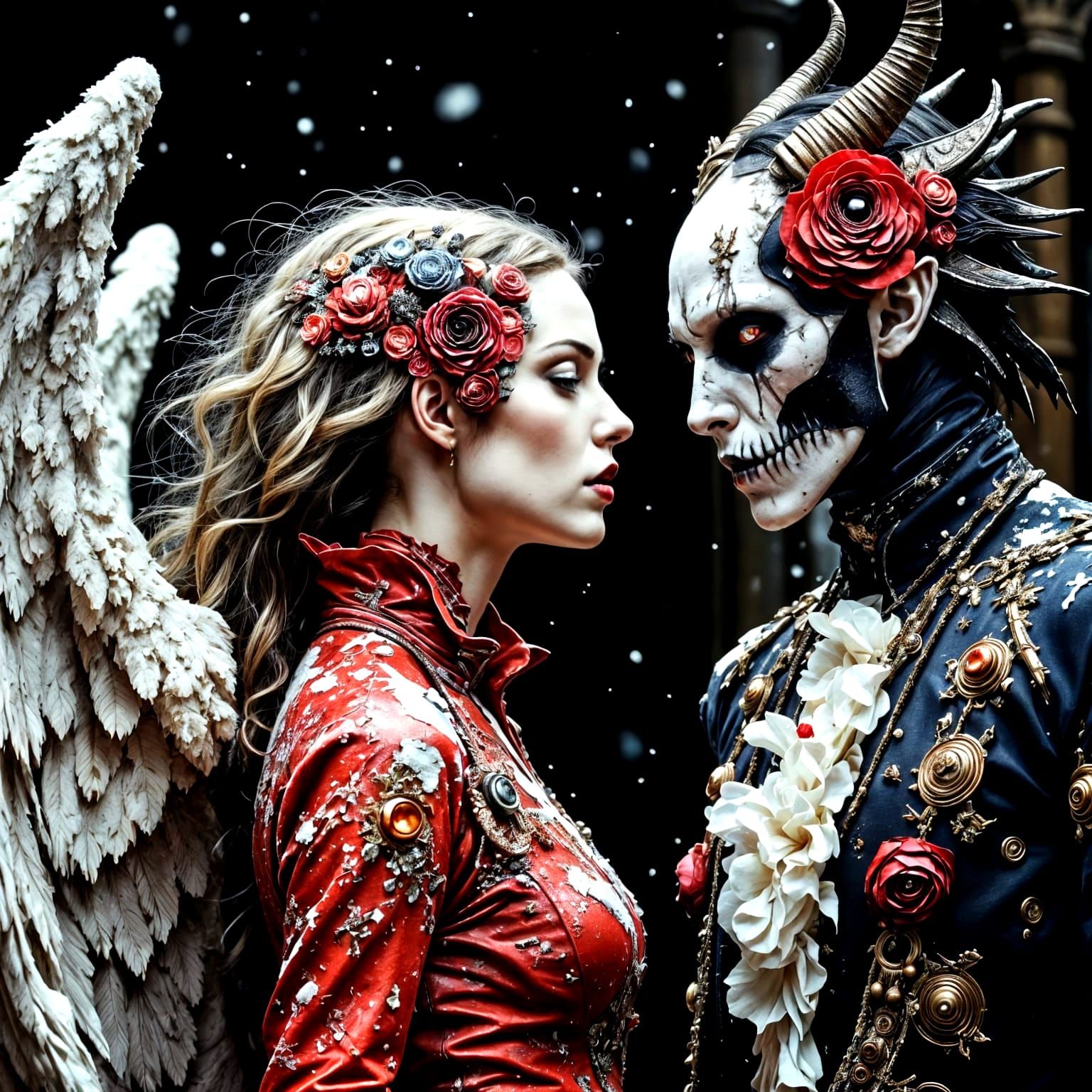 Sinister Demon Creature with Detailed Eyes in Snowy Landscap...