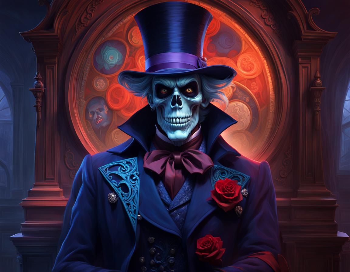 Disney kitsch | Haunted Mansion Hatbox Ghost. Scarlet and indigo. Straight from the stretching portrait gallery and into...