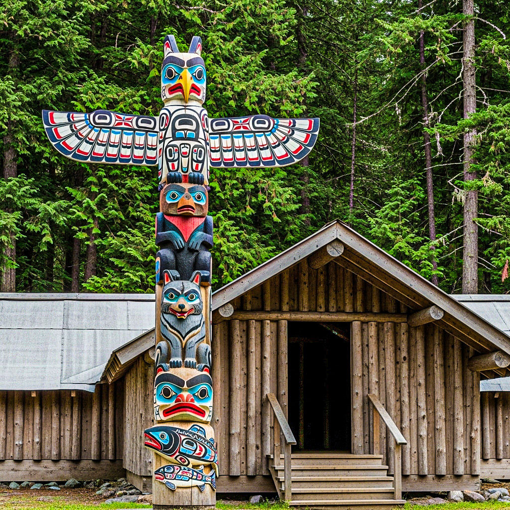 Totem next to Longhouse