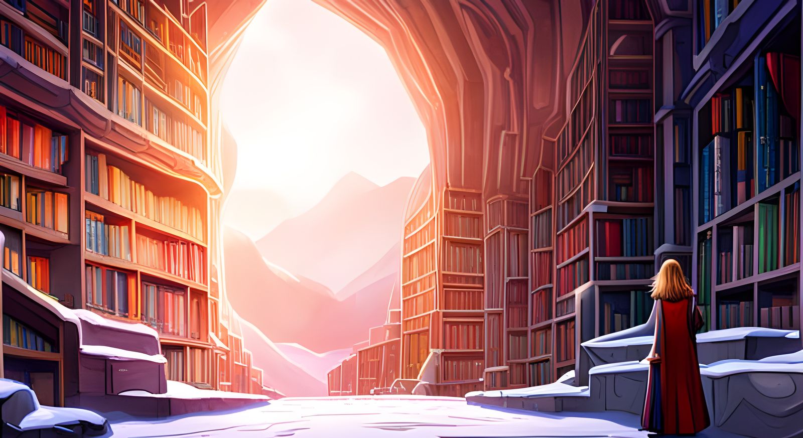 Galactic super library, in ice caverns. - AI Generated Artwork ...