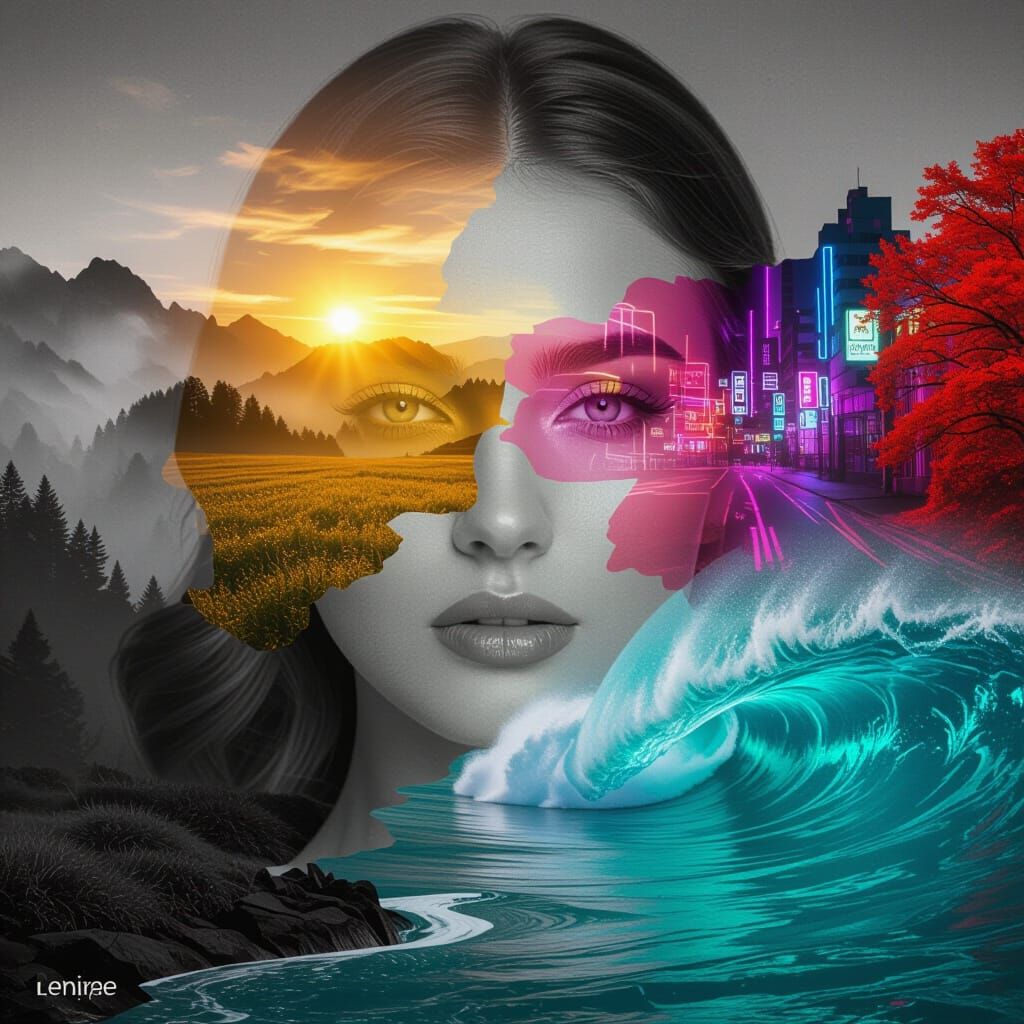 A surreal double exposure composition