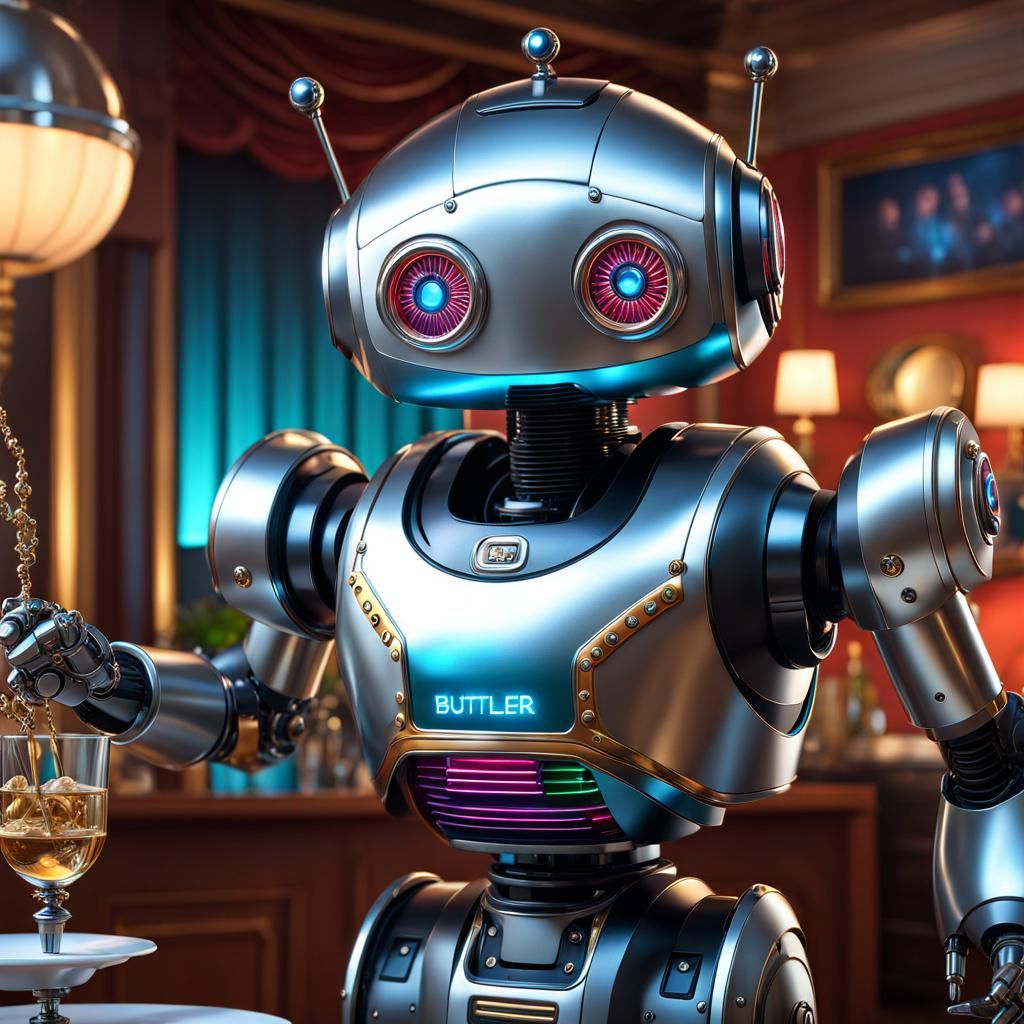 Cute Robot butler - AI Generated Artwork - NightCafe Creator
