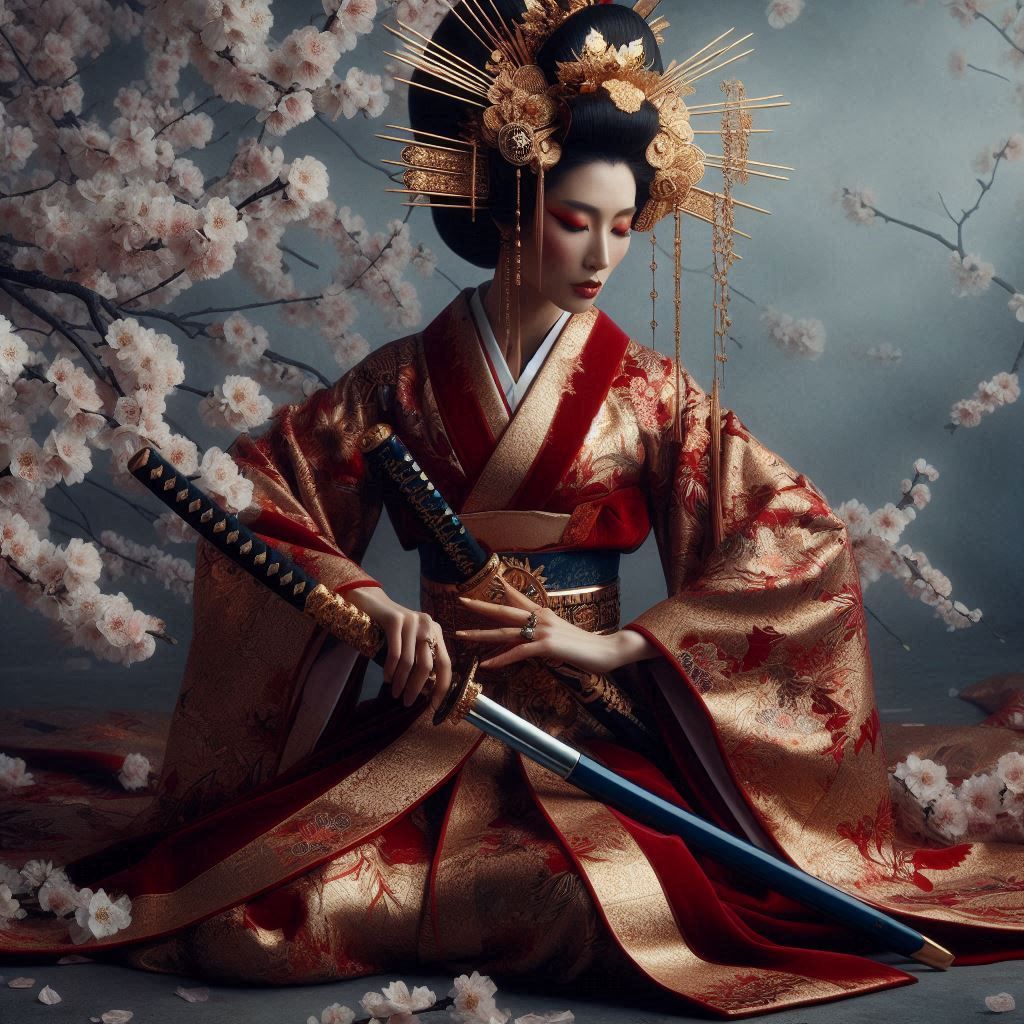 A majestic Japanese warrior woman