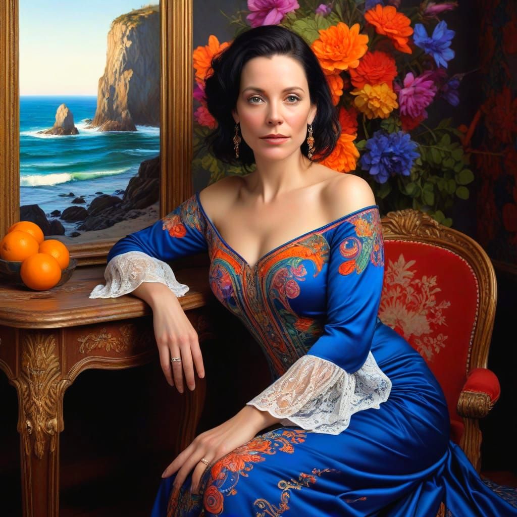 Vibrant Portrait of a Confident Woman in a Breathtaking Land...