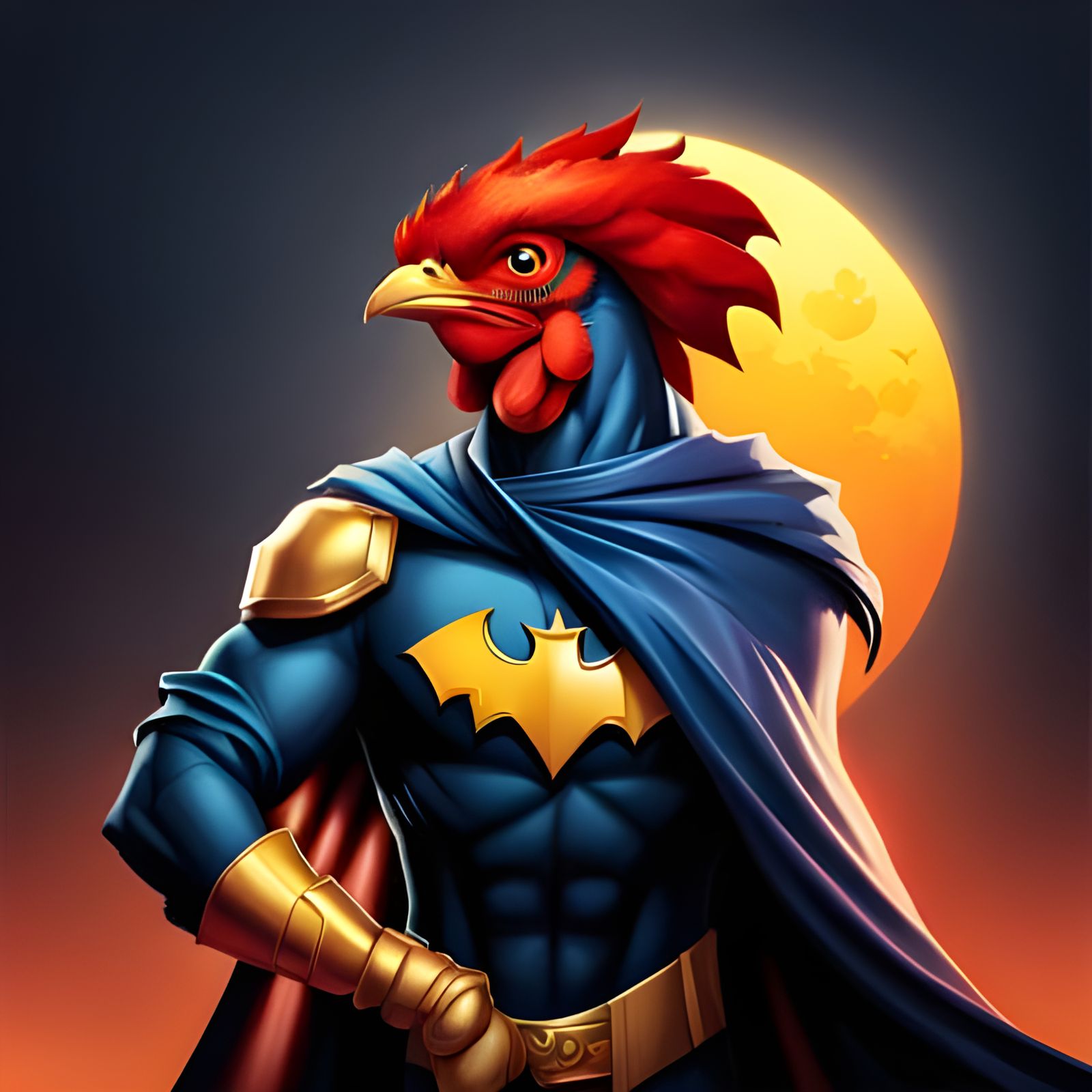Batrooster. Gotham hero. Defender of roosters, chickens and hens.  by @avionesplateados 