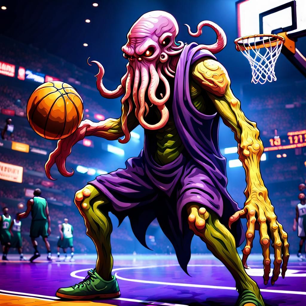 Cthulhu playing basketball in the netherealm Cthulhu loves b...
