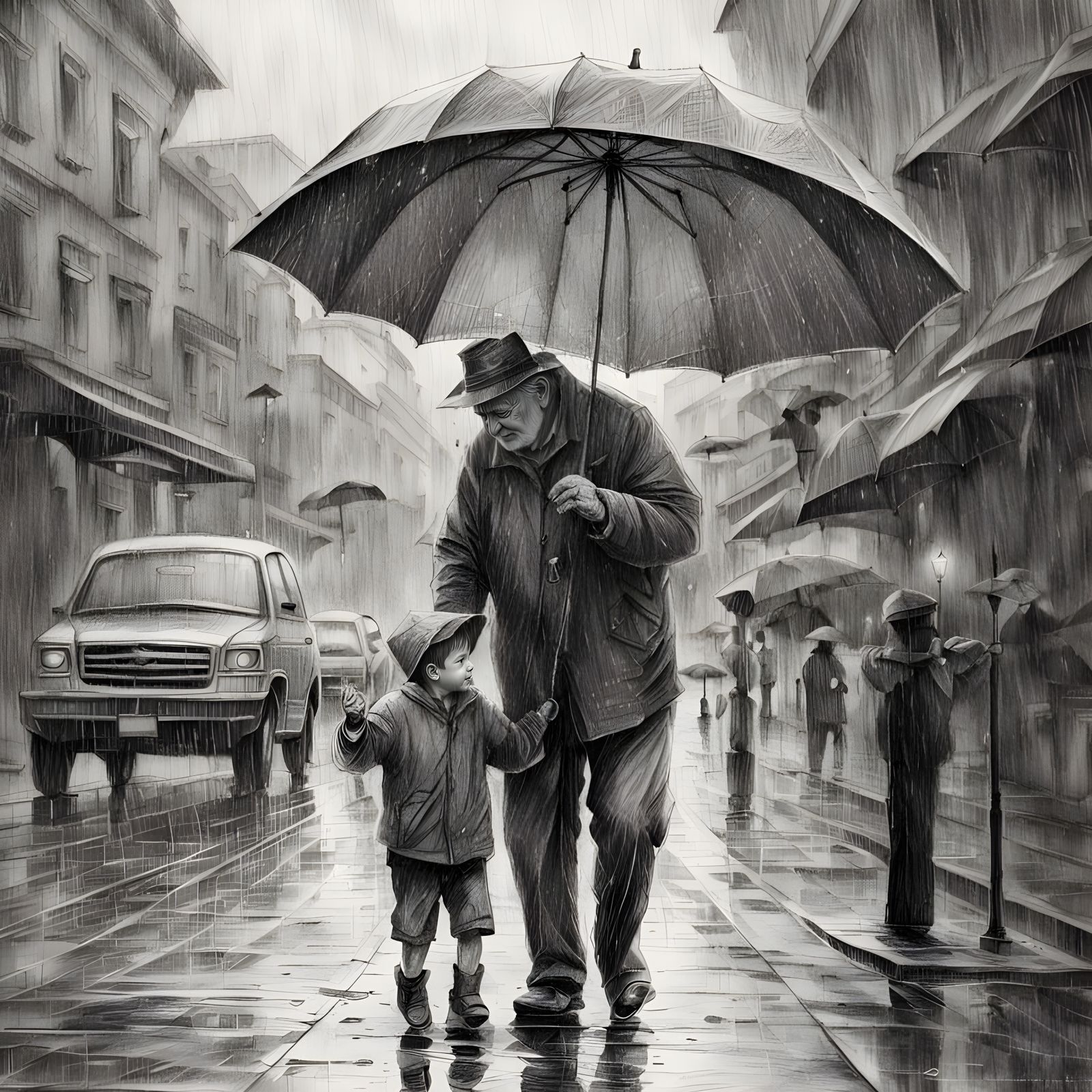 Walking In the Rain with Papa   by @Jim
