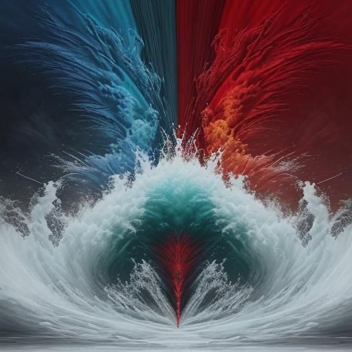A dynamic rich colour art work depicting Natures fury