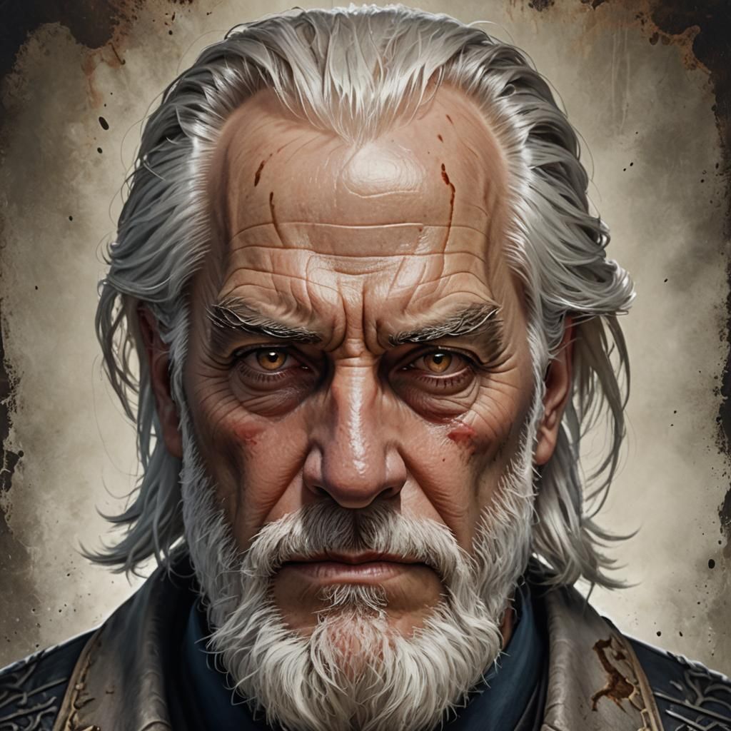 hyperrealistic portrait of a male in his late-fifties with t...
